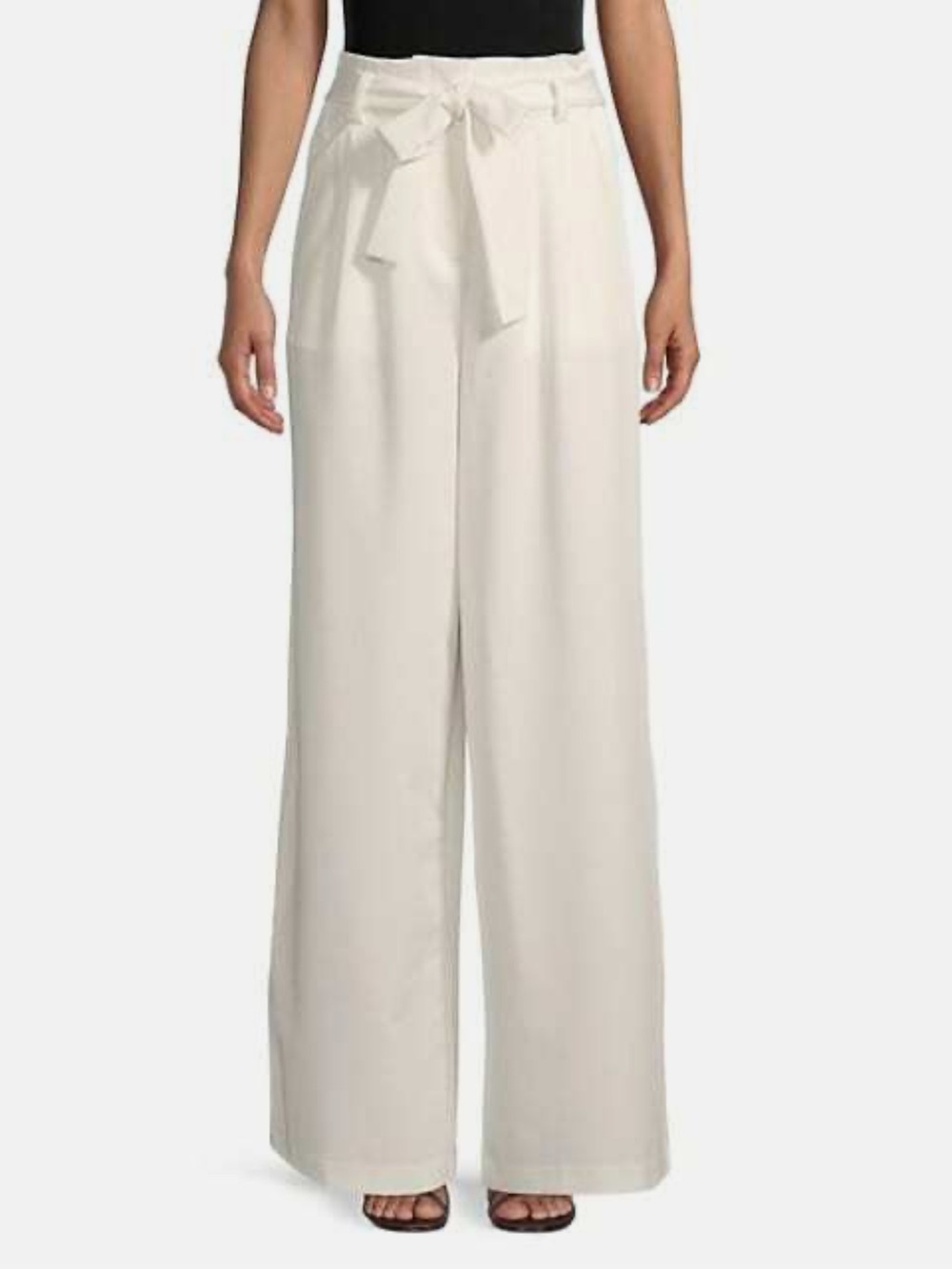 BCBGMaxAzria Cream High-Waist Wide Leg Paperbag Pants Size M NWOT Quilt Luxury